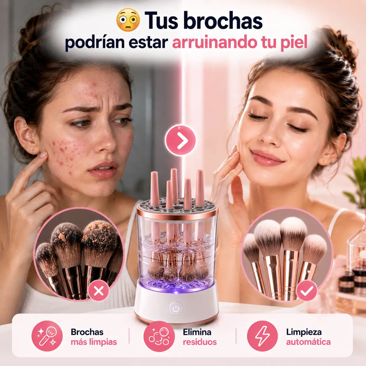 😳 El problema podría no ser tu piel... sino tus brochas