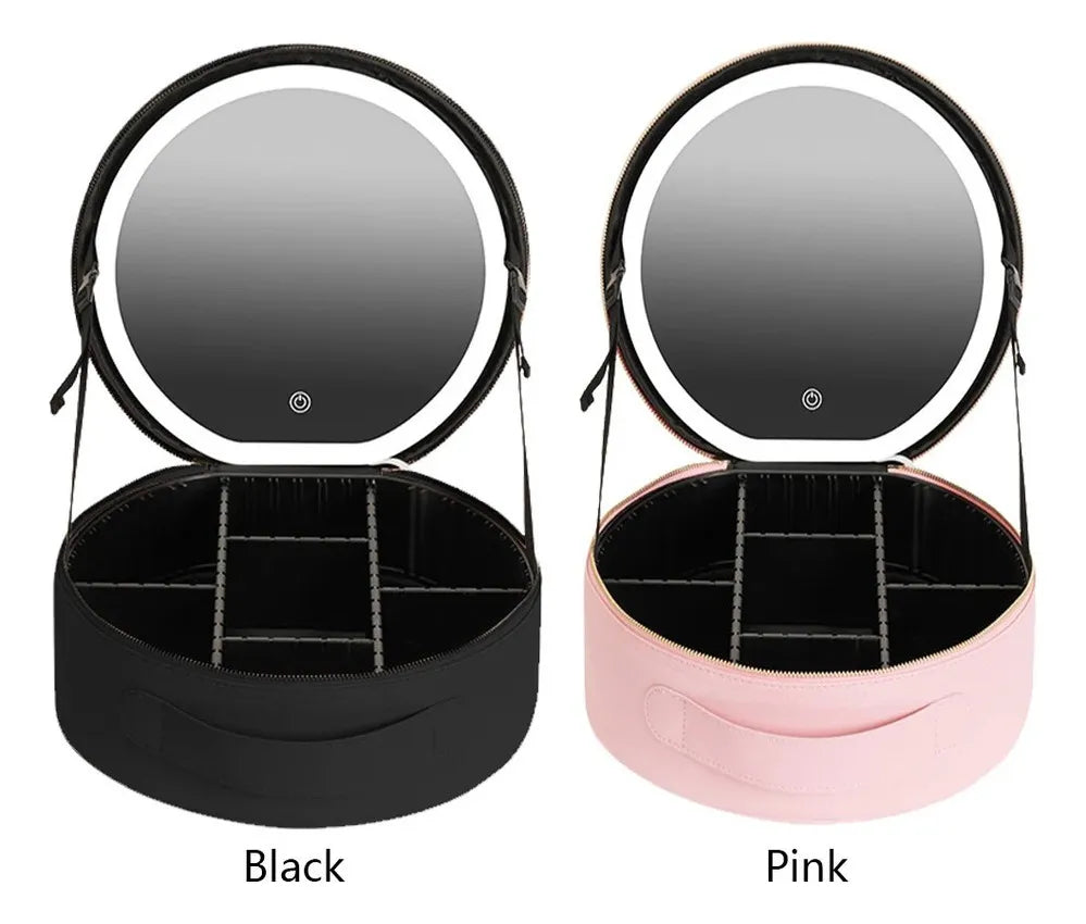 Cosmetiquera LED 2 en 1 ✨ Organiza tu maquillaje y luce perfecta en cualquier lugar